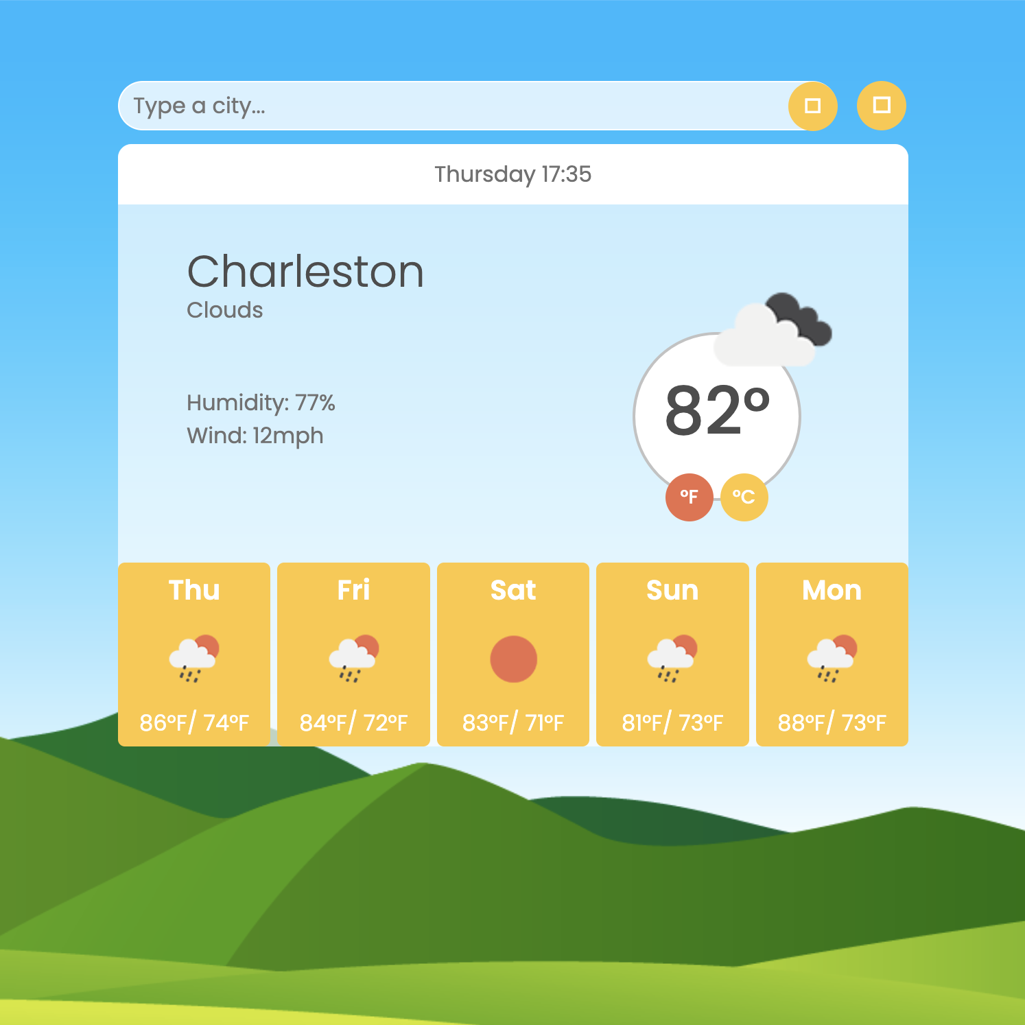 Screenshot of Weather App