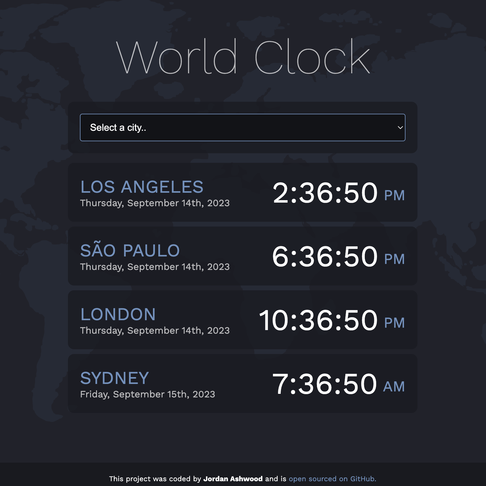 Screenshot of World Clock